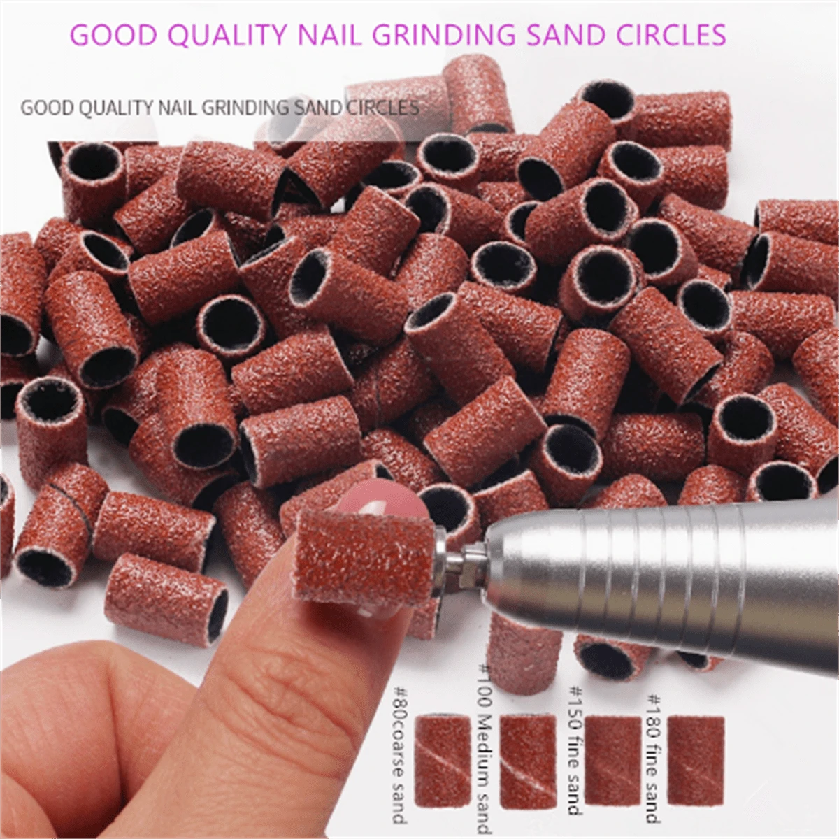 Nail Sanding Belt Set 100 Pieces 80# 120# 150# 180# Nail & Foot CareRemoval Sanding Ring Tool