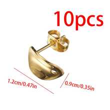 10个不锈钢弯曲不对称几何耳环，带耳塞，适合DIY耳环饰品制作 - 10Pcs - 查看 10