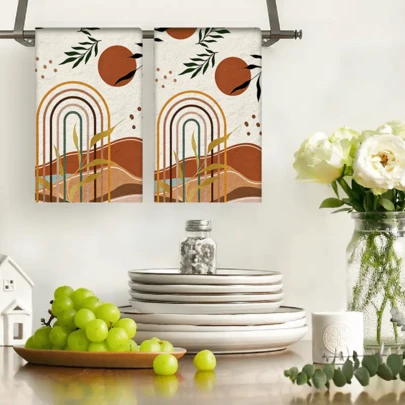 2/4/48pcs Vintage Floral & Leaf & Butterfly Pattern Kitchen Dish Cloths, Soft & Durable High Absorbency, Multi-Purpose Cleaning Towels