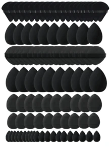 5/10/20/30/40/50/60/80/100pcs Makeup Sponge Set, Includes: 10 Liquid Foundation Sponges + 10 Mini Liquid Foundation Sponges + 10 Triangle Powder Puffs (For Loose Powder & Setting) + 10 Air Cushion Puffs (For Face Makeup) + 10 Mini Air Cushion Puffs (For Concealer), Suitable For Makeup, Home Decor, Vanity, Travel, Bedroom, Makeup Tools, Puffs, Makeup Sponge, Affordable, Gift For Her - Black - View 10