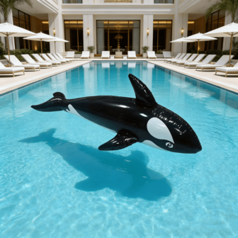 1 st uppblåsbar svartvalsryttare, tjock PVC-djurridande uppblåsbar vattenleksak, flytande flotte för vuxna