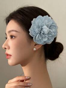 1个柔美大丽花发夹，布艺人造花侧夹，复古奢华枕部发饰，适合春夏度假风，多种颜色可选，甜美女孩拍照道具，逼真3D花朵侧夹，柔美气质发夹，爪夹 - 漸層 - 查看 10
