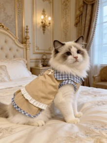 1件宠物连衣裙，猫咪礼物，狗狗美容，无袖格子连衣裙，适合猫狗穿着，时尚可爱，是日常穿着、美容、室内依偎、户外散步和节日派对的理想选择。宠物主人、宠物爱好者和宠物造型师的绝佳之选。 - 彩色 - 查看 8