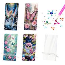1件套钻石画手机支架套装，以仙女、蝴蝶、猫头鹰为主题设计，饰以圆形水晶宝石，多功能手机支架兼镜子，创意DIY手工礼品套装 - 查看 2