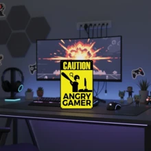 8" X 12" Vintage Metal "Angry Gamer" Warning Sign, Funny Game Room Plaque, Suitable For Boys' Game Room And Home Decor, Yellow Background Black Outline Design, Game Room Decoration - Multicolor - View 7