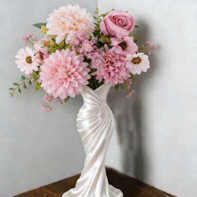 1 chiếc bình hoa nhựa trắng in 3D trang nhã, kiểu dáng tối giản hiện đại, cao khoảng 19,7cm, thích hợp cắm hoa khô và hoa giả, lý tưởng để trang trí bàn tiệc, quà tặng tuyệt vời cho đám cưới, kỷ niệm và Ngày của Mẹ.
