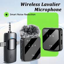 Tangle-Free Live Streaming Equipment & Accessories 3-In-1 Wireless Lavalier Microphone System Full-Directional Capacitive Recording USB Type-C Charging Rechargeable Lithium Polymer Battery Volume Control Clip-On Design Ideal For Interviews Podcasts Vlogs Gaming Singing Karaoke Mother's Day Birthday Gift - Black - View 4