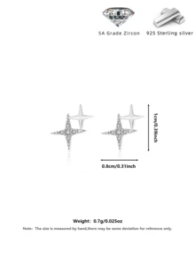 Luxury Sparkling Star Rhinestone Silver Earrings, Minimalist Fashionable Design, Women's Daily, Party, Travel Jewelry - Multicolor - View 12