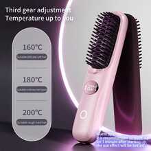 New USB Rechargeable Hair Straightener Brush, Wireless Portable Hair Straightener, Negative Ion Hair Care, 2-In-1 Straightener & Curler, Battery Capacity: 2000mAh - Multicolor - View 9