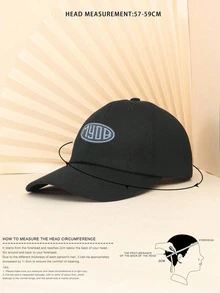 1 Peça Boné de Beisebol Casual Respirável com Bordado da Letra MYOB, Adequado para Uso Diário, Verão, Praia, Chapéu, Férias, Viagem - Preto - Visão 3