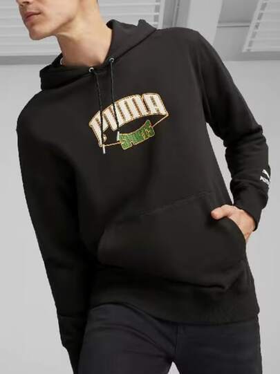  PUMA DOWNTOWN Letter Print Sports Running Training Fitness Casual Hooded Sweatshirt For Men