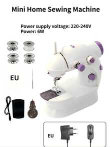 Máy khâu điện 1 chiếc, Máy khâu mini cầm tay dùng tại nhà, 12 mũi khâu, Điều chỉnh tốc độ, Xỏ chỉ tự động, Bàn đạp có đèn ngủ, Màu tím, Dụng cụ thủ công & sửa chữa DIY, Quà tặng tuyệt vời cho cha mẹ, Giáng sinh hoặc Halloween - Phích cắm loại C của EU (220-240V) - Xem 12