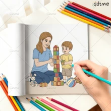 GDTME Eternal "Mother's Love", 24 Pages Thick Opaque Single-Sided Printing, Interesting Patterns, Relax Your Mind, Warm Life, Easter, Mother's Day Gift, Gift For Friends, Office Supplies, Back To School Gift, School Supplies, Painting Book For Best Friends, Office Supplies, School Supplies - JZ-0596 - View 4