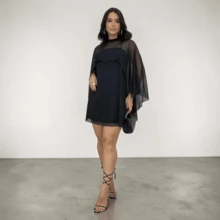 Elegant Short Tulle Cape Dress - New Arrival - màu đen - Xem 1