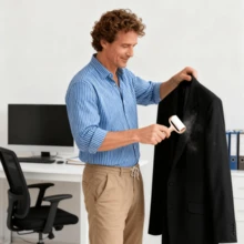 Portable Roller Lint Remover Mini Lint Roller Clothes Lint Remover Carry-On Lint Removing Magic Tool - 1 Handle + 3 Replacement Parts - View 4