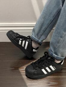 Nike Adidas Originals Superstar 2 Comfortable And Versatile Low-Top Kids' Sneakers In Black - Black - View 6