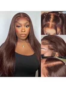 360 Lace Frontal Hairpiece Wig, Natural Black Hair For Women, Hand-Tied Hair Extension - Brown - View 8