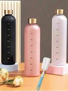 1个1000毫升磨砂水瓶，便携式透明防漏运动水壶杯，适合户外露营、驾车和携带 - 白色 - 查看 9