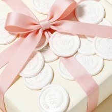 200张蜡封贴纸，可定制Logo，手工制作，适用于婚礼请柬，自粘信封蜡封贴纸 - 白色 - 象牙白 - 查看 9