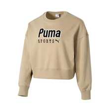 PUMA American Retro Letter Crew Neck Short Casual Sweatshirt Women's Khaki - Khaki - View 4