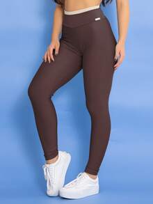 Women's Glow High-Waisted Fitness Leggings For Gyms, Zero Transparency, Tarelles - 鏽棕色 - 查看 3
