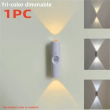 1个/2个/4个LED人体感应灯,LED人体感应台阶灯,三色LED壁灯,双头夜灯,带可调节三色灯光,磁吸式台阶灯,适用于入口、床头、书桌、衣柜(400mAh)(按钮颜色随机发货) - 彩色 - 查看 13