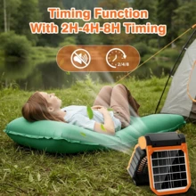 New Solar Powered Outdoor Fan, With Solar Panel, Portable USB Charging, 4 Wind Speeds, 3 Lighting Modes, Super Quiet, Timing, Suitable For Fishing, Camping, Tent, Outdoor Tool Accessory - Multicolor - View 4