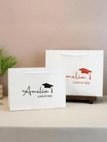 1pc Personalized Graduation Gift Bag, Graduation Gift, Customized White Gift Bag, Personalized Graduation Gift Bag, Customized Gift Bag, Graduation Party Gift Packaging Bag - Multicolor - View 5