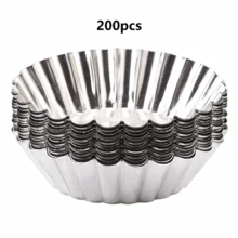 5/10/20/30/100/200pcs Reusable Aluminum Cupcake/Muffin/Pudding Baking Molds, Non-Stick, For Baking Cream Pudding, Silver, 7cm, Baking Tools, Cake/Tart Pans - Silver - View 12