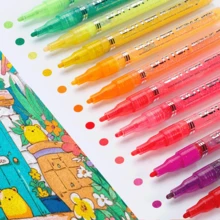 12/24 Colors Glitter Acrylic Paint Marker Pens Set, Pressure-Activated Ink, Built-In Metallic Glitter Effect, Water-Based Quick-Drying Easy-Clean, Suitable For Paper/Stone/Wood/Ceramic, Ideal For Journaling, Greeting Cards, DIY Crafts, Children's Drawing - Flash Direct Liquid Marker - View 3