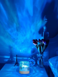 1pc Water Wave Lamp, 16 Color Changing, Touch & Remote Control, Create Romantic & Cozy Atmosphere, RGB Mood Night Light, Ceiling Decor, Home Theater, Camping, Wedding, Holiday Party, Christmas Gift, Remote Control Lamp - Multicolor - View 5