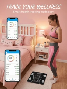 SOKANY Intelligent Electronic Bathroom Scale, Battery Powered, Wireless Design, No Charging Required, Body Fat Monitoring Function, Unisex Home Use - Black - View 2