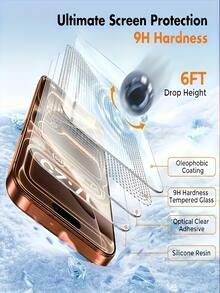 3pcs HD Tempered Glass Film Screen Protection Compatible With IPhone 17 16 15 14 13 12 11 - Clear - View 8