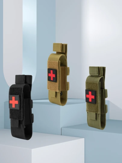 1 pieza Kit de primeros auxilios táctico multifuncional, torniquete de liberación rápida portátil, tijeras, bolsa de almacenamiento para exteriores, bolsa táctica EDC, esencial para la supervivencia al aire libre