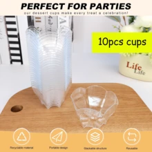 10/20/30/50pcs Reusable 90ml Plum Blossom Clear Dessert Cup Plastic Parfait Cup For Dessert Sampling - 彩色 - 查看 17