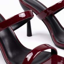 Geeyea Women's Shoes, Burgundy, Stiletto Heel, Strappy Sandals, Glossy Patent Leather, Retro-Modern Design, Made Of Synthetic Leather, Suitable For Summer Wear, Bars, Nightclubs, Business Dinners, And Dates. - Phiên bản nâng cấp màu đỏ - Xem 7
