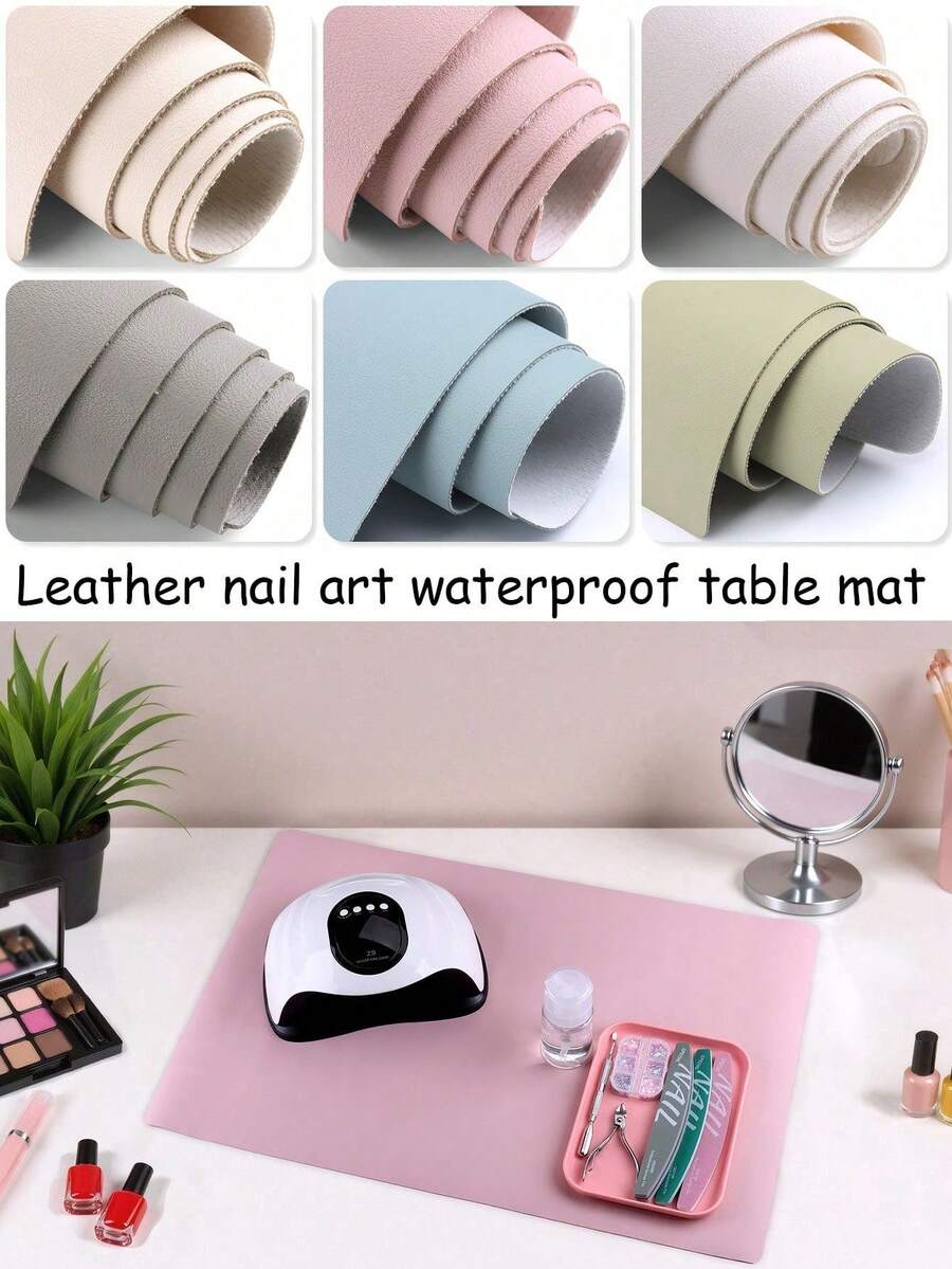 1 tấm lót bàn làm móng dày, chống thấm nước và chống trượt, thích hợp cho tiệm nail và sử dụng tại nhà, vệ sinh khu vực làm đẹp, tự làm sản phẩm nail, dụng cụ làm móng. - Nhiều màu - Xem 1