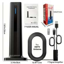 Ăng-ten truyền hình kỹ thuật số 180 dặm - Ăng-ten HDTV tín hiệu siêu mạnh 360°, hỗ trợ 4K/1080p, dễ lắp đặt, phù hợp cho khu vực thành thị và nông thôn, ăng-ten ngoài trời | Thiết kế màu đen bóng mượt | Lắp đặt ăng-ten dễ dàng - Phụ kiện TV - Xem 2