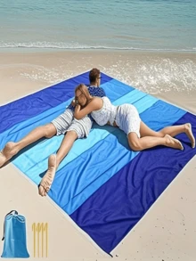 Extra Large High-Quality Anti-Sand Beach Blanket - Durable Polyester Lightweight Outdoor Mat Suitable For Camping, Hiking, Picnics, Beaches And Pools - Machine Washable All Season With Storage Bag - Multicolor - View 1