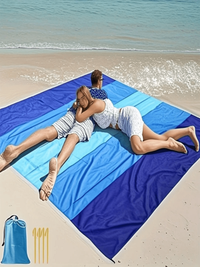 Extra Large High-Quality Anti-Sand Beach Blanket - Durable Polyester Lightweight Outdoor Mat Suitable For Camping, Hiking, Picnics, Beaches And Pools - Machine Washable All Season With Storage Bag