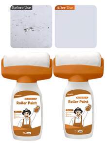 Wall Self-Painting Repair Paint, Roller-Style Wall Repair Paint, White Wall Roller Latex Paint, White Repair Paint, Suitable For Walls And Ceilings, Can Cover Stains, Scratches, Graffiti And Wear, White Water-Based, Low-Odor Wall Paint, Comes With Roller Brush. - Multiple Styles - View 10
