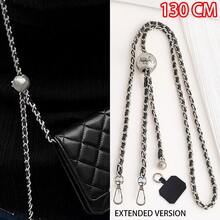 合金皮革挂绳垫圈 1 件装，130 厘米可调节扣环链条金属球带，枪黑色/银色，适用于斜挎包和单肩包，带子设计非常适合 DIY 钱包项目。黑色替换肩带链条配件，DIY 包包配件，PU 人造革可调节长款斜挎手机挂绳，手机挂绳系绳垫，用于手机壳插入，生日礼物 - 彩色 - 查看 5