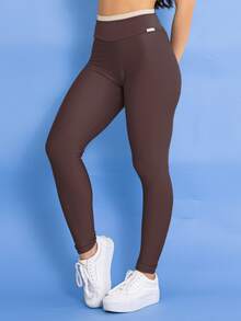 Women's Glow High-Waisted Fitness Leggings For Gyms, Zero Transparency, Tarelles - 鏽棕色 - 查看 1