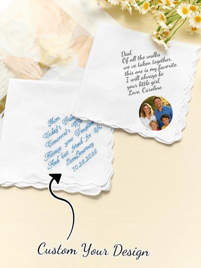 Personalized Customr Handkerchief Wedding Day Mother Of The Bride/ Small Handkerchief, Gift For Bridal Parents At Wedding, Mother Of The Groom/Father Of The Groom Handkerchief For Wiping Tears At Wedding, Wedding Decoration, Wedding Gift, Reusable