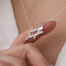 [Customizable] Personalized Stainless Steel Pendant Necklace With 1-2 Names, Couple's Name Necklace, Fashionable Custom Valentine's Day Jewelry, Unique And Exquisite Gift, Suitable For Everyday Wear. - Multicolor - View 2