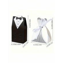 200 piezas Cajas de dulces estilo occidental para boda, cajas de recuerdos de boda para novios, cajas de regalo para dulces y chocolates atadas con cinta, cajas de recuerdos de fiesta de boda clásicas y creativas para decoración de mesa de postres, despedida de soltera, Día de San Valentín - Conjuntos - Ver 10