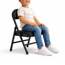 Portable Armless Padded Dining Seat For Indoor Living Room And Dining Room, 1 Piece Kids Upholstered Padded Folding Chair, Event Chair For Kids Bedroom Folding Chairs - 白色 - 查看 3