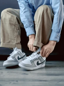 Nike Dunk LOW RETRO 舒适百搭薄底防滑耐磨低帮运动鞋，男女通用，白色 - 白色 - 查看 9