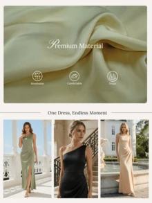EVERPRETTY 新款优雅缎面无袖侧开衩黑色伴娘礼服,适合夏季婚礼宾客和节日场合的正式晚礼服 - 黑色 - 查看 8