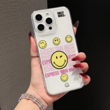 Smiley World Expression Creative Smiling Face Painted Pattern Transparent Anti-Drop Phone Case Protective Cover Compatible With Apple - Multicolor - View 1